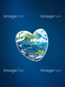 地球 ハート 青色 の画像素材 イラスト Cg ビジネスの写真素材ならイメージナビ