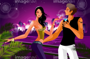 イラスト Cg 人物 カップル 夫婦 パーマヘアー の画像素材 イラスト素材ならイメージナビ