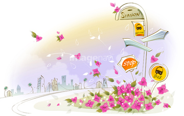 花壇 イラスト 看板 の画像素材 自然 風景 イラスト Cgのイラスト素材ならイメージナビ