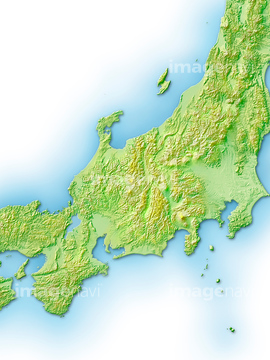 地図 衛星写真 日本の地図 中部地方 立体 の画像素材 地図