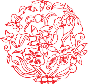イラスト 中華風 模様 赤色 花 Imagemore の画像素材 花 植物 イラスト Cgのイラスト素材ならイメージナビ