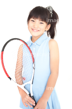 テニス かわいい テニスウェア 青色 の画像素材 写真素材ならイメージナビ