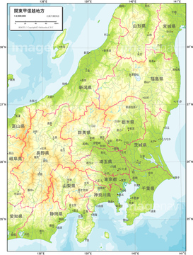 地図 衛星写真 日本の地図 中部地方 線 の画像素材 地図素材