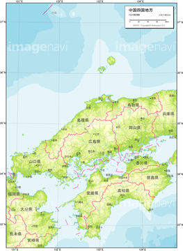 地図 衛星写真 日本の地図 中国地方 等高線 の画像素材 地図素材ならイメージナビ