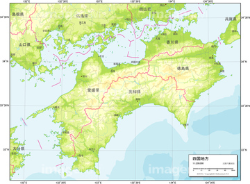 地図 衛星写真 日本の地図 四国地方 等高線 の画像素材 地図素材ならイメージナビ