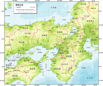 地図 衛星写真 日本の地図 中部地方 線 の画像素材 地図素材ならイメージナビ