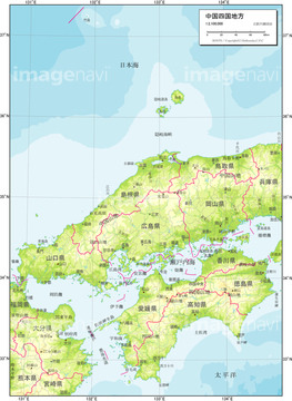 地図 衛星写真 日本の地図 中国地方 等高線 の画像素材 地図素材ならイメージナビ