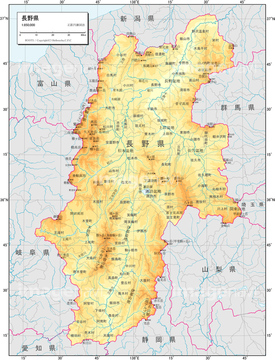 地図 衛星写真 日本の地図 等高線 長野県 の画像素材 地図素材ならイメージナビ
