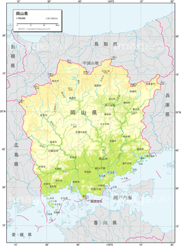 地図 衛星写真 日本の地図 中国地方 等高線 の画像素材 地図素材ならイメージナビ