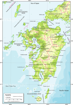 地図 衛星写真 日本の地図 九州地方 線 の画像素材 地図素材ならイメージナビ