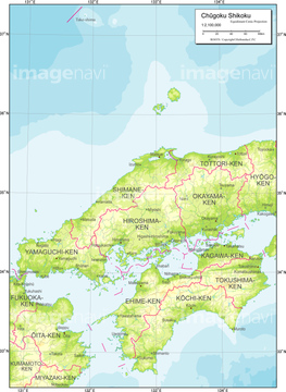 地図 衛星写真 日本の地図 中国地方 等高線 の画像素材 地図素材ならイメージナビ