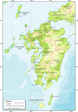 地図 衛星写真 日本の地図 九州地方 線 の画像素材 地図素材ならイメージナビ