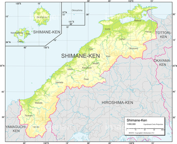 地図 衛星写真 日本の地図 中国地方 等高線 の画像素材 地図素材ならイメージナビ