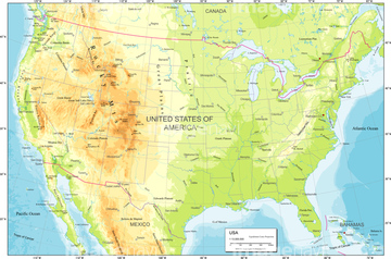 地図 衛星写真 世界の地図 北米 等高線 の画像素材 地図素材ならイメージナビ