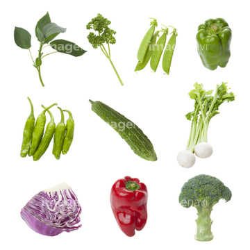 食べ物 野菜 緑黄色野菜 グリーンピーマン ブロッコリー レッドキャベツ の画像素材 写真素材ならイメージナビ