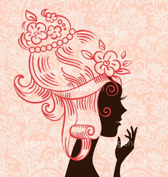 女性 横顔 イラスト 綺麗 パーマヘアー の画像素材 ライフスタイル イラスト Cgのイラスト素材ならイメージナビ