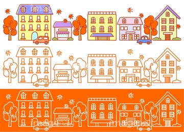 イラストデータ 町並 街路樹 かわいい の画像素材 自然 風景 イラスト Cgのイラスト素材ならイメージナビ