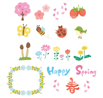 季節のイラスト 春の食べ物 かわいい 枠状 イラスト の画像
