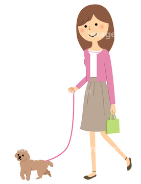 女性 犬 散歩 主婦 の画像素材 生き物 イラスト Cgの写真素材ならイメージナビ