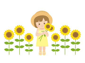 イラスト Cg 花 植物 ヒマワリ かわいい の画像素材 イラスト素材ならイメージナビ