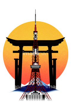 東京タワー シルエット 朝 の画像素材 バックグラウンド イラスト Cgの写真素材ならイメージナビ
