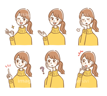 イラストコレクション 子供の表情 女の子 ジェスチャー 多種 イラストのみ の画像素材 人物 イラスト Cgのイラスト素材ならイメージナビ