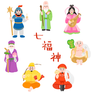 七福神 大黒天 幸運 かわいい イラスト の画像素材 年賀 グリーティングのイラスト素材ならイメージナビ