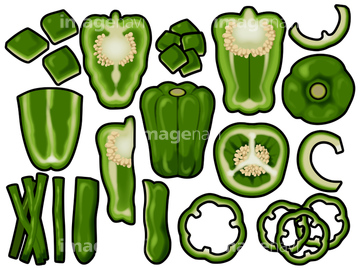 食べ物のイラスト 野菜 夏野菜 ピーマン いきいき の画像素材 食べ物 飲み物 イラスト Cgのイラスト素材ならイメージナビ