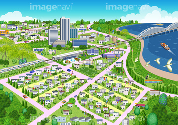 街 俯瞰 晴れ イラスト の画像素材 自然 風景 イラスト Cgのイラスト素材ならイメージナビ