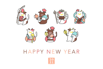 七福神 大黒天 幸運 かわいい イラスト の画像素材 年賀 グリーティングのイラスト素材ならイメージナビ