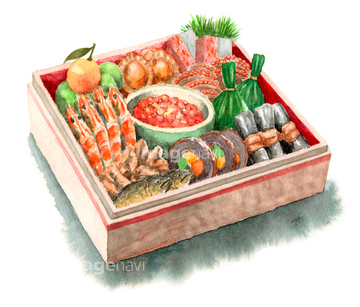 フードイメージ イラスト 和食 おせち料理 年賀状 イラスト の画像素材 食べ物 飲み物 イラスト Cgのイラスト素材ならイメージナビ