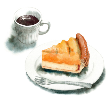 アナログ水彩アップルパイとコーヒー の画像素材 イラスト素材ならイメージナビ