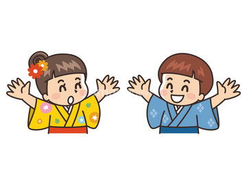 浴衣を着た子供 七夕 夏祭り の画像素材 イラスト素材ならイメージナビ
