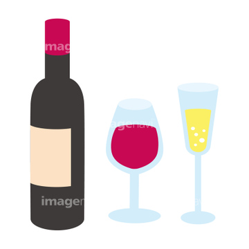 ワイン イラスト スパークリングワイン シャンパン 赤ワイン の画像素材 デザインパーツ イラスト Cgのイラスト素材ならイメージナビ