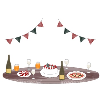 料理のイラスト パーティー料理 イラスト の画像素材 季節 イベント イラスト Cgのイラスト素材ならイメージナビ