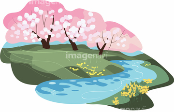 季節のイラスト 春の風景 イラスト の画像素材 自然 風景 イラスト Cgのイラスト素材ならイメージナビ