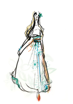 手書き 女性 ドレス イラスト の画像素材 ライフスタイル イラスト Cgのイラスト素材ならイメージナビ