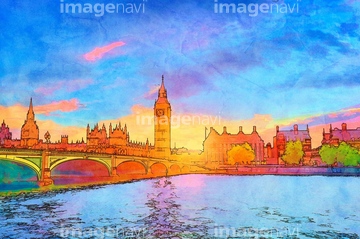 イラスト Cg 自然 風景 自然 海外 夕 世界の橋 の画像素材 イラスト素材ならイメージナビ