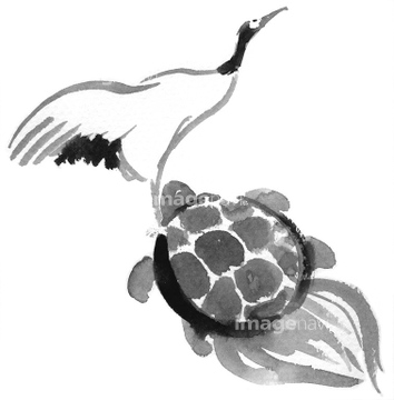 印刷可能 かっこいい 鶴 亀 イラスト 白黒 シモネタ