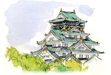 イラスト 公園 日本 日本の城 の画像素材 自然 風景 イラスト Cg