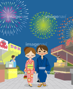 カップル 夏祭り 花火 の画像素材 イラスト素材ならイメージナビ