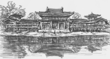 イラスト 水墨画 仏教寺院 の画像素材 自然 風景 イラスト Cgのイラスト素材ならイメージナビ