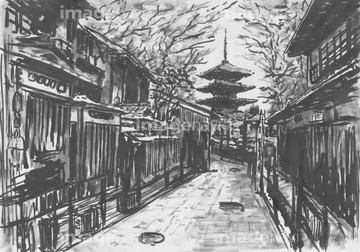 京都 イラスト 京都市 黒色 の画像素材 自然 風景 イラスト Cgのイラスト素材ならイメージナビ