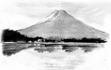 富士山 水墨画 の画像素材 自然 風景 イラスト Cgの写真素材ならイメージナビ