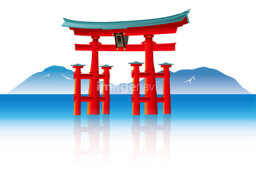 神社 イラスト 厳島神社 の画像素材 自然 風景 イラスト Cgのイラスト素材ならイメージナビ