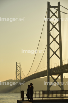 明石海峡大橋 シルエット の画像素材 交通イメージ 乗り物 交通の写真素材ならイメージナビ