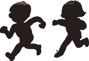 子ども 走る 横 シルエット の画像素材 構図 人物の写真素材ならイメージナビ
