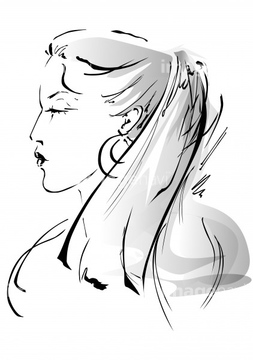 女性 横顔 イラスト 綺麗 まとめ髪 の画像素材 ライフスタイル