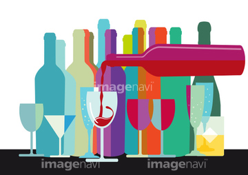 ワイン イラスト スパークリングワイン シャンパン 赤ワイン の画像素材 デザインパーツ イラスト Cgのイラスト素材ならイメージナビ