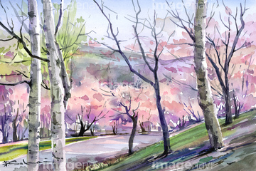 水彩画 春 秋 冬 イラスト の画像素材 自然 風景 イラスト Cgのイラスト素材ならイメージナビ